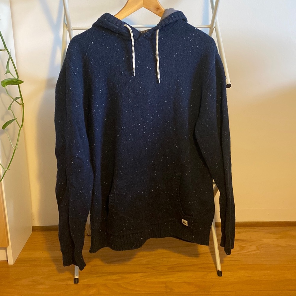 Mens Quicksilver hooded sweater navy blue white speckles